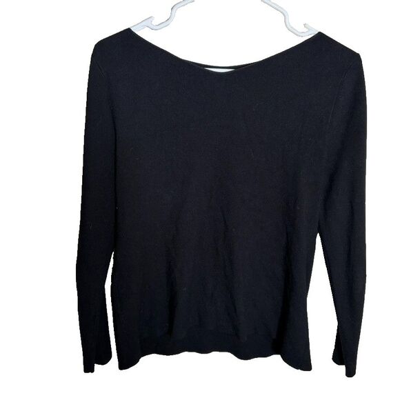 MM Lafleur Sweater Women's Medium Black Knit Round Neck Pullover Solid - Picture 2 of 8